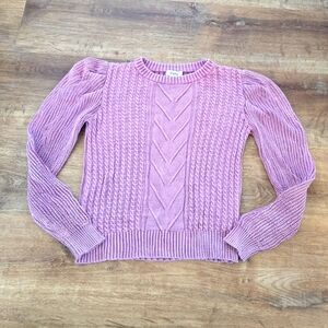 Fate Purple Crew Neck Cable Knit Sweater